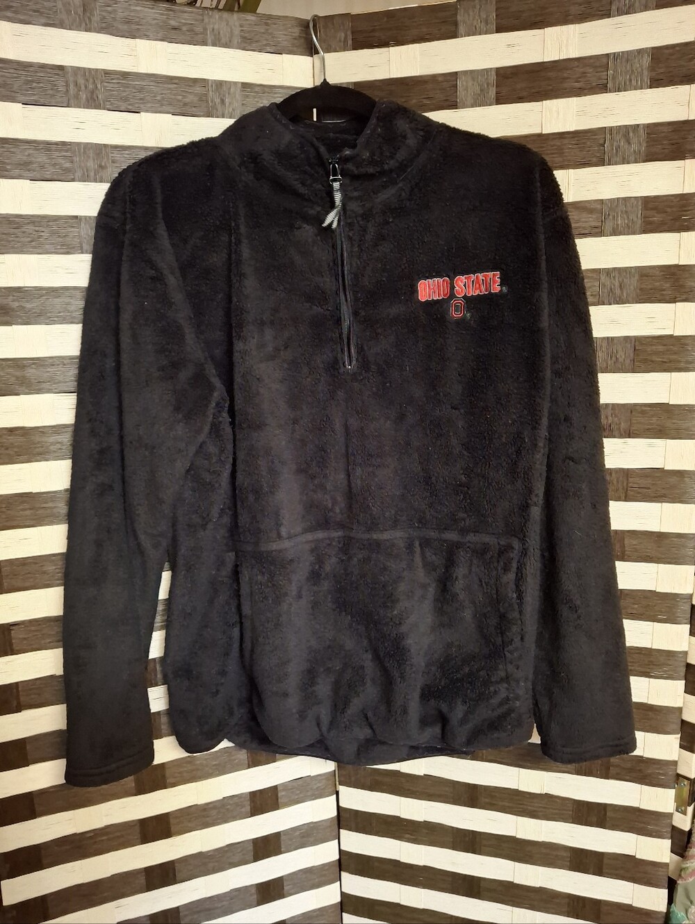 Vintage Y2K Ohio State Buckeyes Fleece Black Quarter Zip Pullover Size Medium - Picture 2 of 16